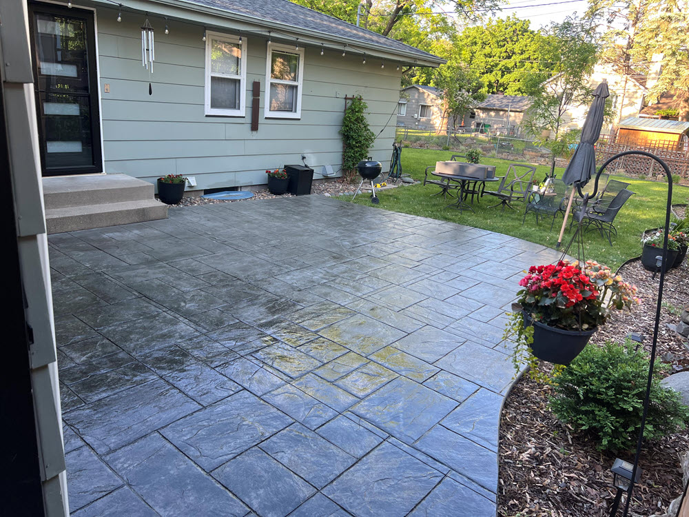 Stamped concrete patio, installed in Minneapolis by Creative Concrete Stamped concrete patio, installed in Minneapolis by Creative Concrete