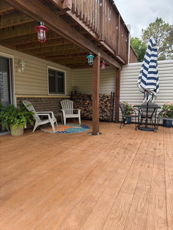 Stamped concrete patio with wood pattern in Eagan, MN - installed by Creative Concrete Inc Stamped concrete patio with wood pattern in Eagan, MN - installed by Creative Concrete Inc