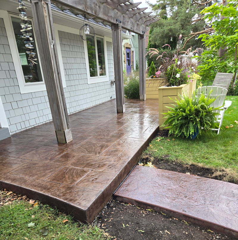 Stamped concrete patio installed in Hopkins MN by Creative Concrete Inc