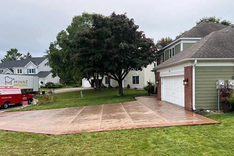 Stamped concrete driveway installed in Mendota Heights by Creative Concrete Inc