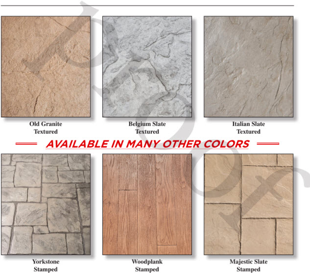 Stamped concrete patterns & textures offered by Creative Concrete Inc.