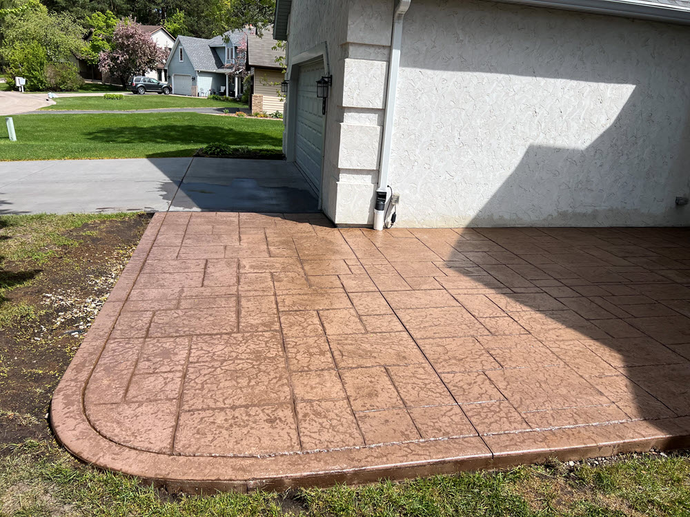 Stamped concrete patio installed in Maplewood MN by Creative Concrete Inc